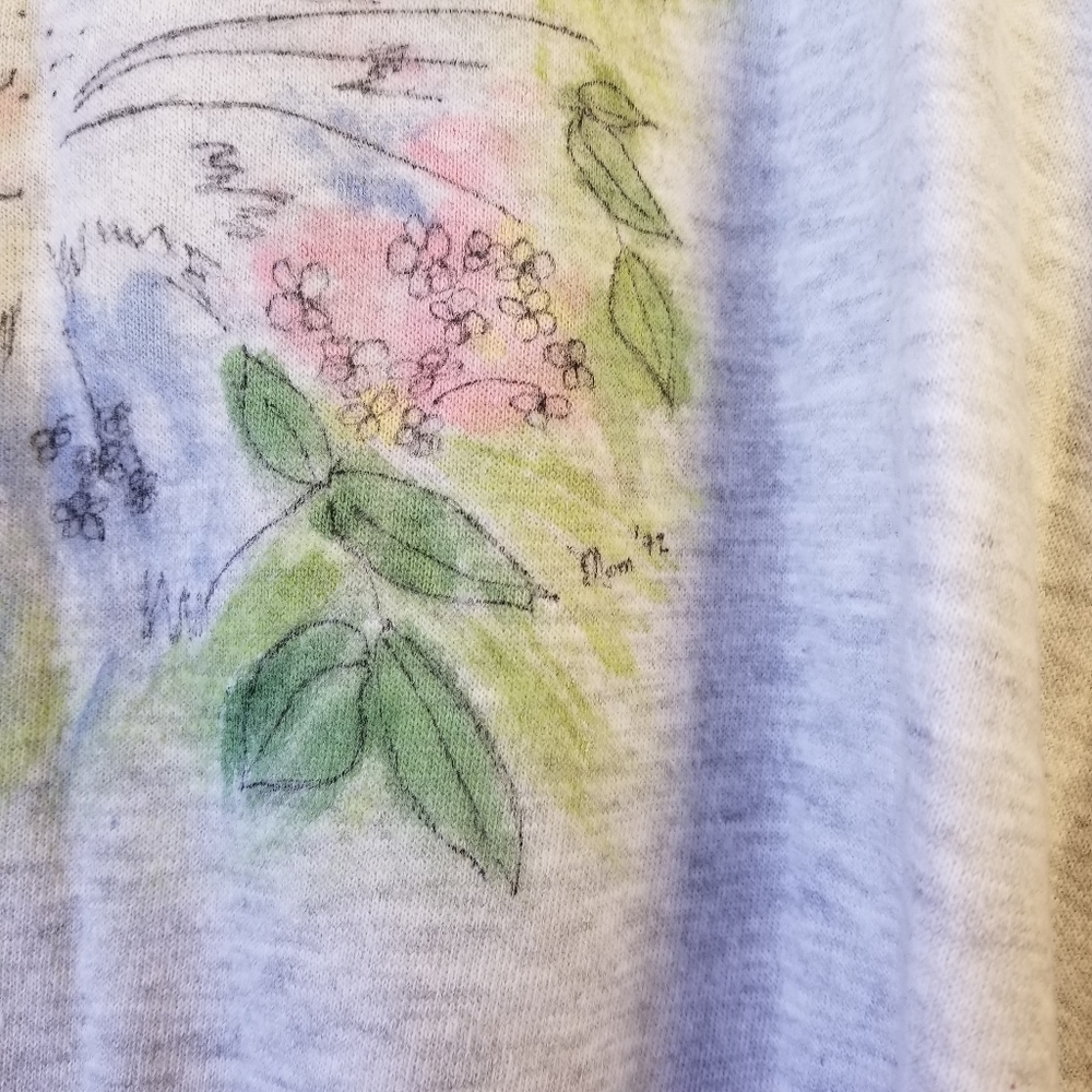🐰 Vintage 90s Handpainted Bunny Sweatshirt Large Made in USA 🎨 - Picture 4 of 9